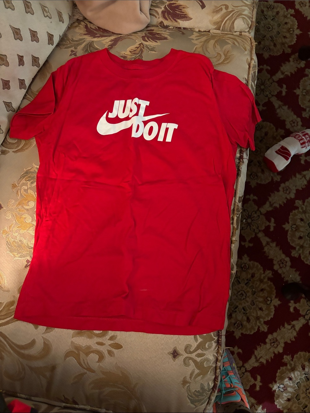 Nike Red Short-Sleeve Tee with White "Just Do It" Logo